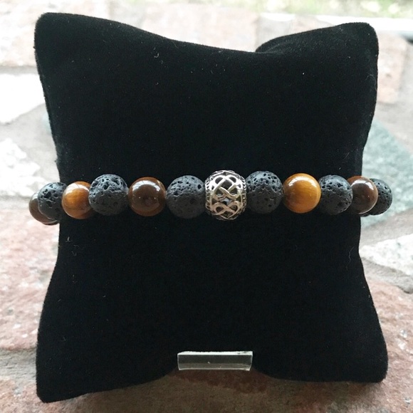 Silverskylight Other - Men or women Lava rock & tiger eye celtic bracelet